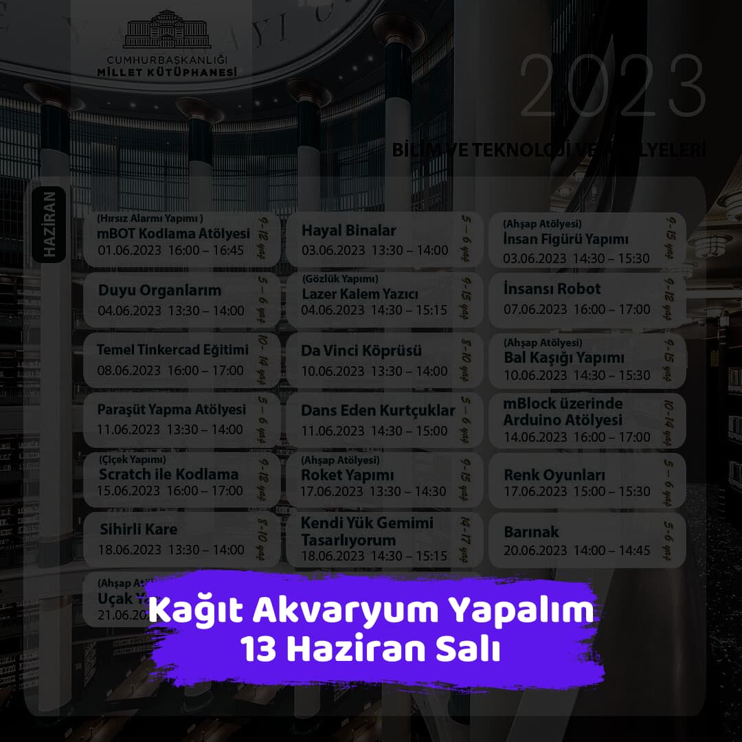 millet kutuphanesi 13 haziran Kagit Islerinden Akvaryum Yapalim