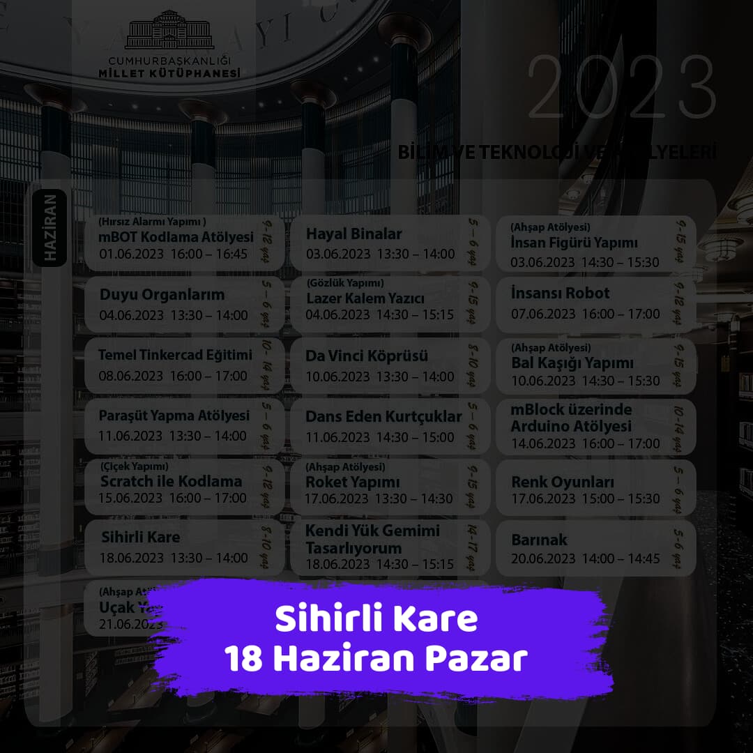 millet kutuphanesi 18 haziran Sihirli Kare