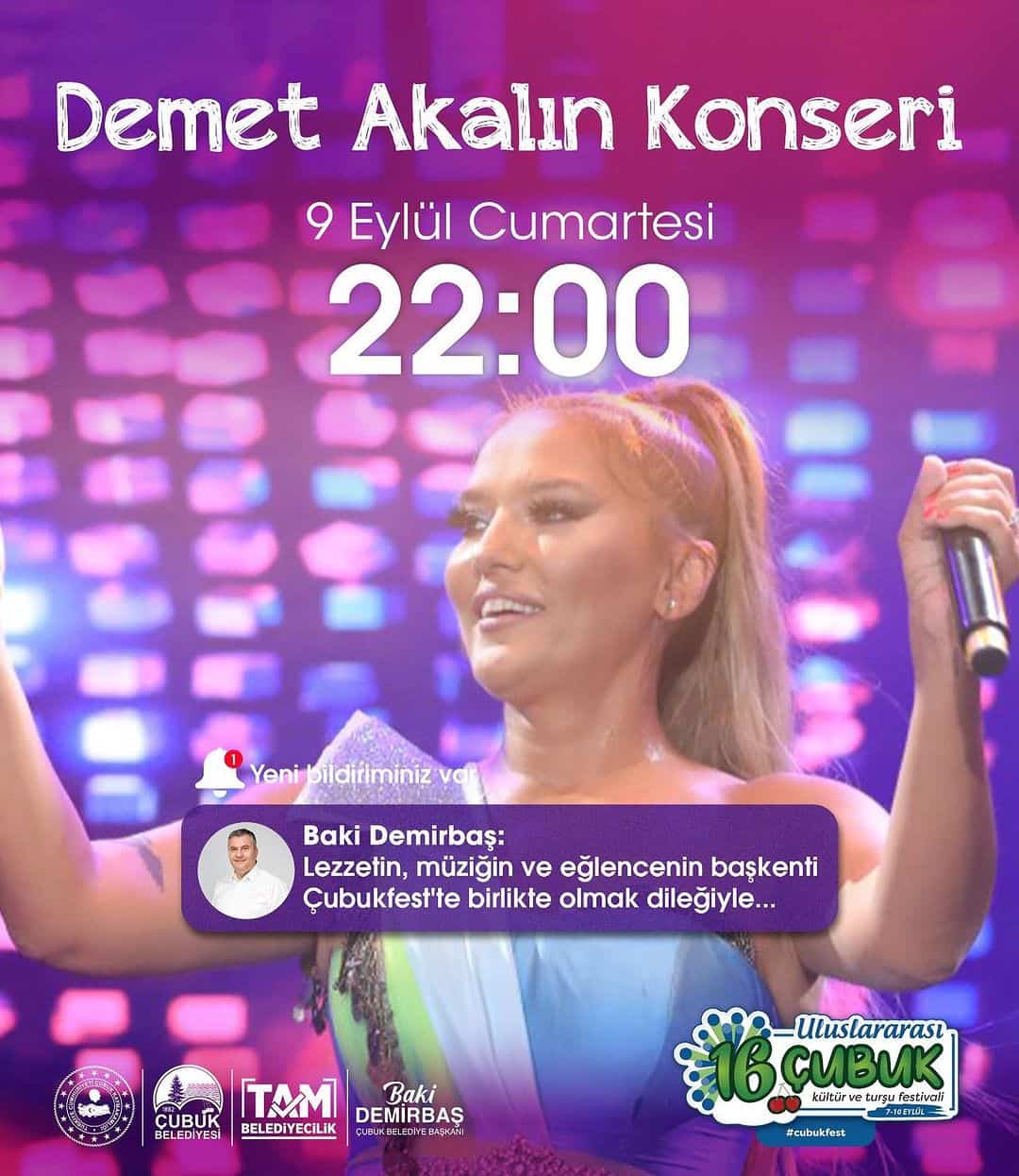 demet akalin ucretsiz ankara konseri 9 eylul cubuk belediyesi