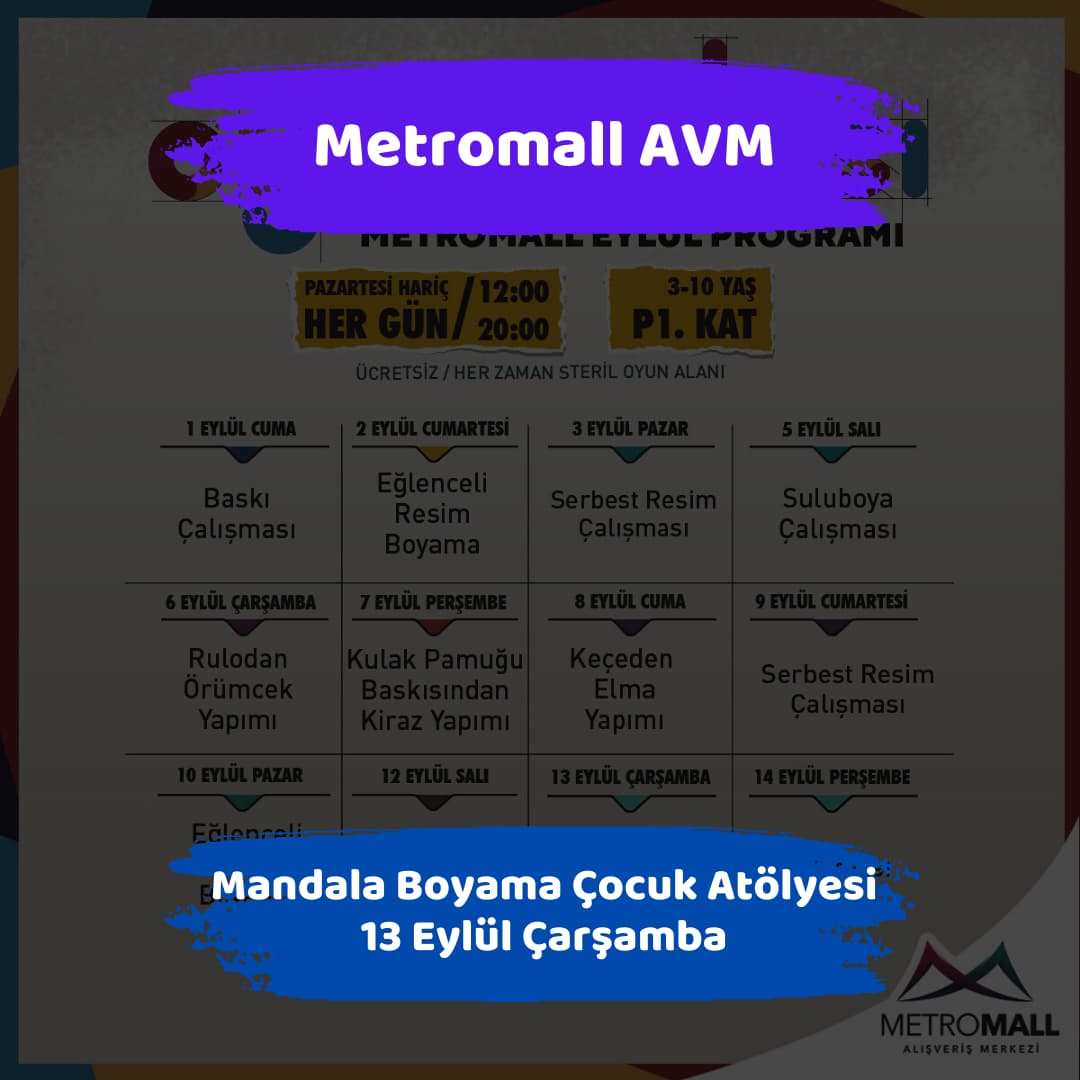 metromall avm 13 eylul Mandala Boyama Cocuk Atolyesi