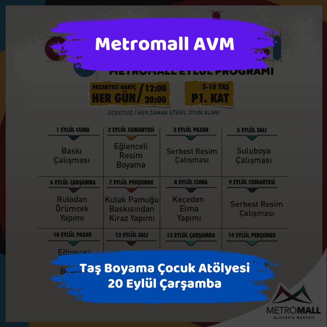 metromall avm 20 eylul Tas Boyama Cocuk Atolyesi