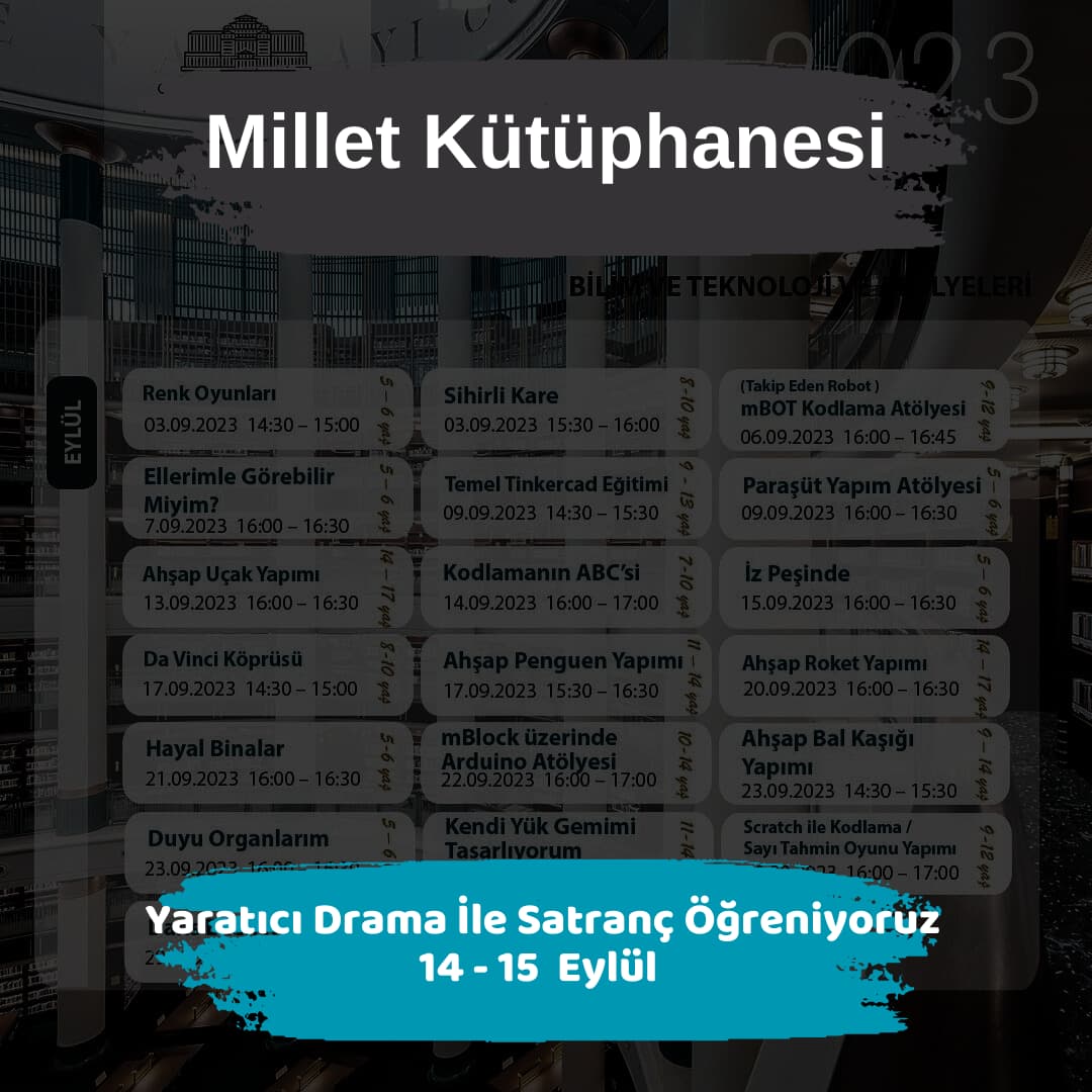 millet kutuphanesi 14 15 eylul Yaratici Drama Ile Satranc Ogreniyoruz
