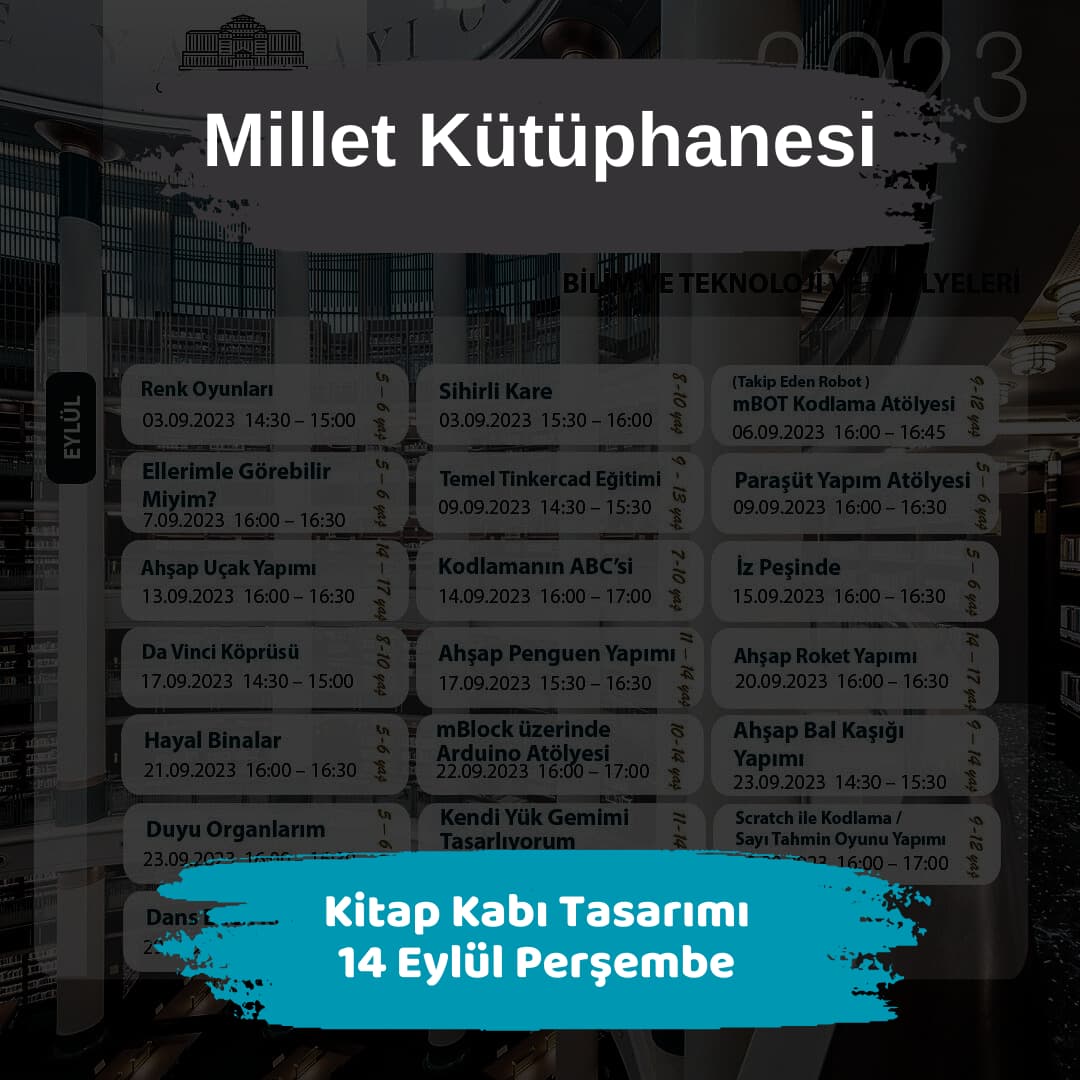 millet kutuphanesi 14 eylul Kitap Kabi Tasarimi