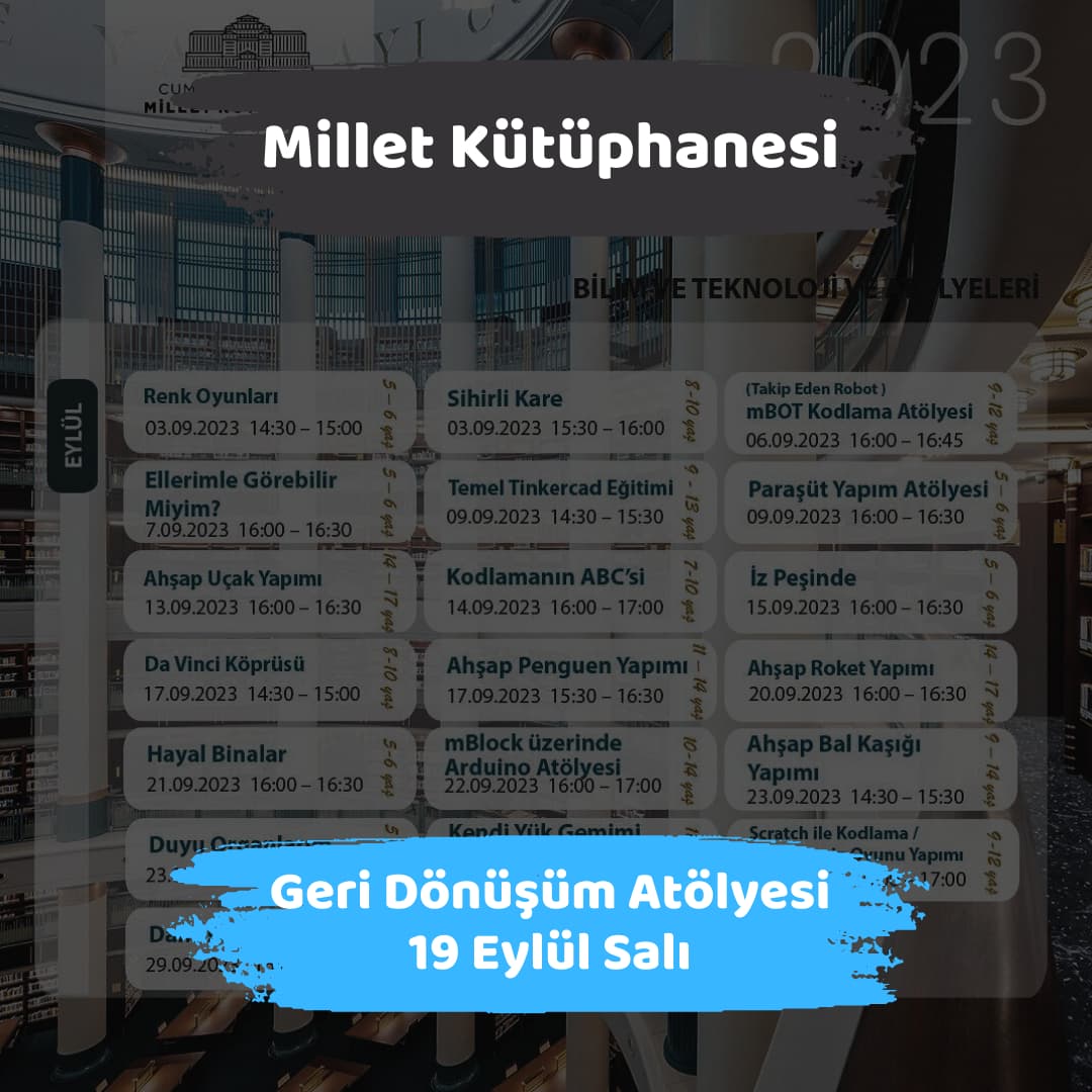 millet kutuphanesi 19 eylul geri donusum atolyesi