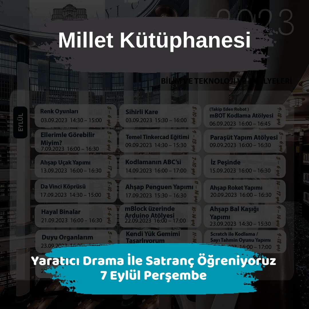 millet kutuphanesi 7 eylul Yaratici Drama Ile Satranc Ogreniyoruz