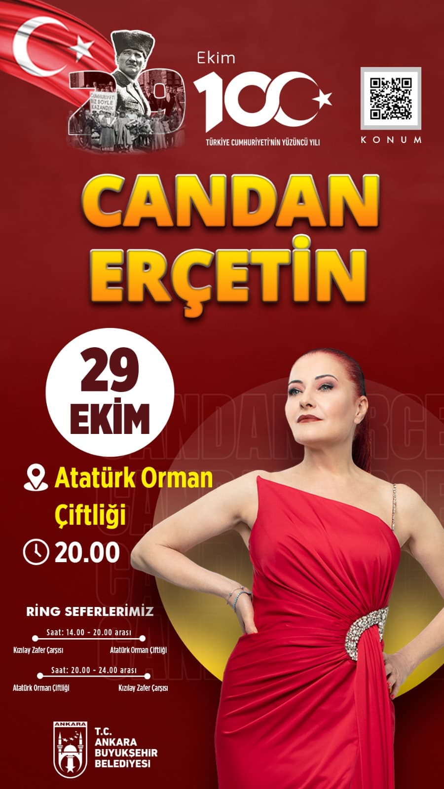 ankara buyuksehir belediyesi ucretsiz konser candan ercetin konseri 29 ekim