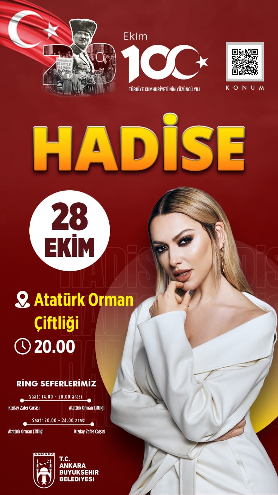 ankara buyuksehir belediyesi ucretsiz konser hadise konseri 28 ekim