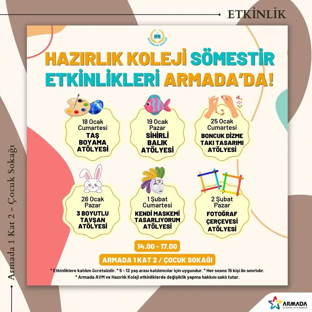 armada avm 2 ara tatil etkinlikleri