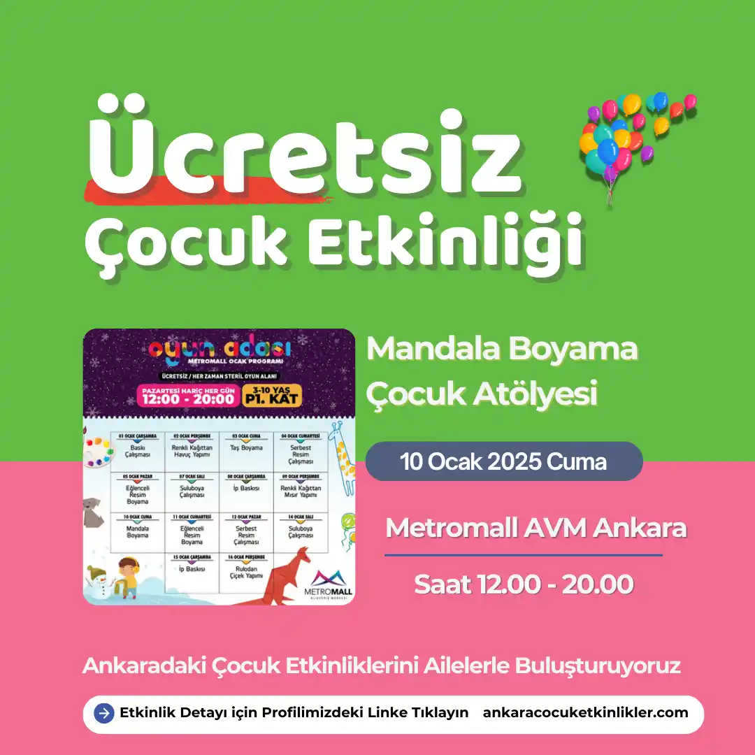 metromall avm 10 ocak Mandala Boyama