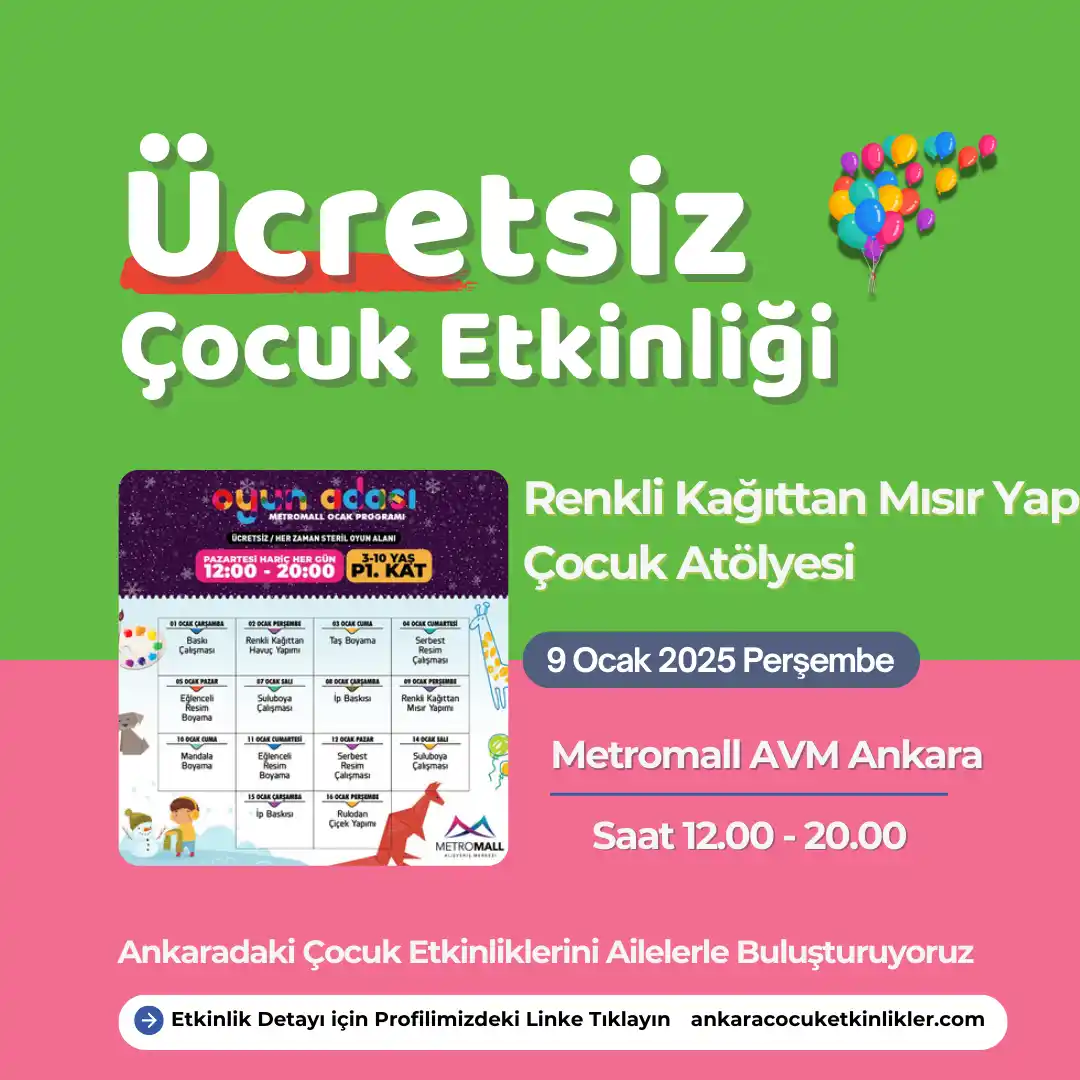 metromall avm 9 ocak Renkli Kagittan Misir Yapimi