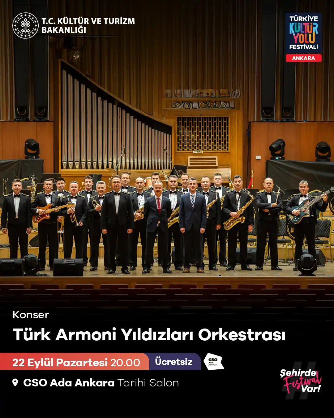 ucretsiz konser turk armoni yildizlari orkestrasi 22 eylul
